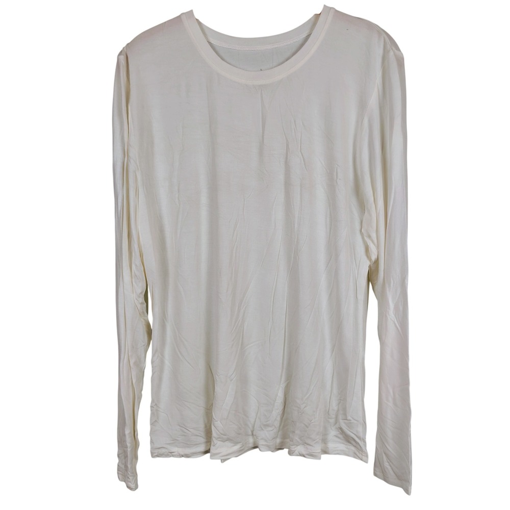 Cuddl Duds Womens 1X Softwear Long Sleeve Top White Modal Stretch Minimalist